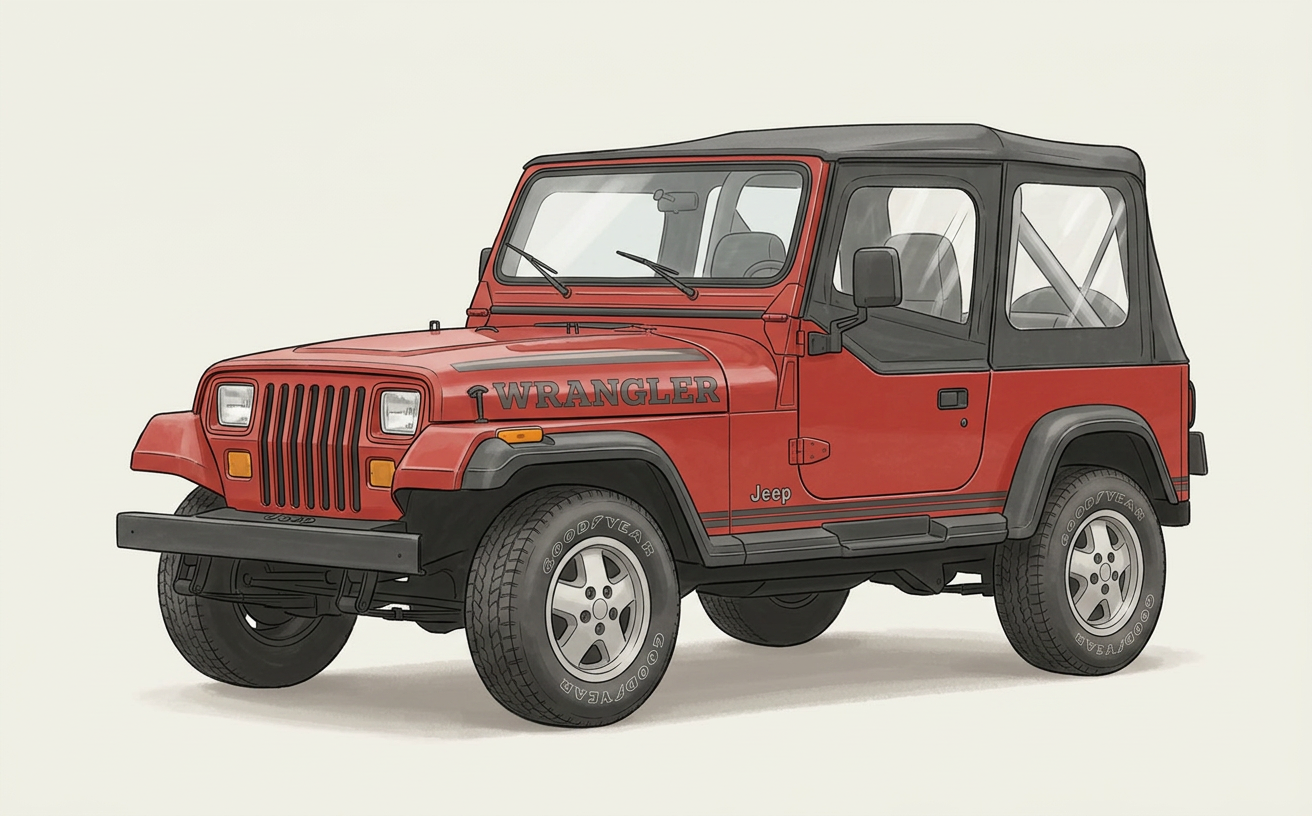 Jeep Wrangler i illustrerad stil